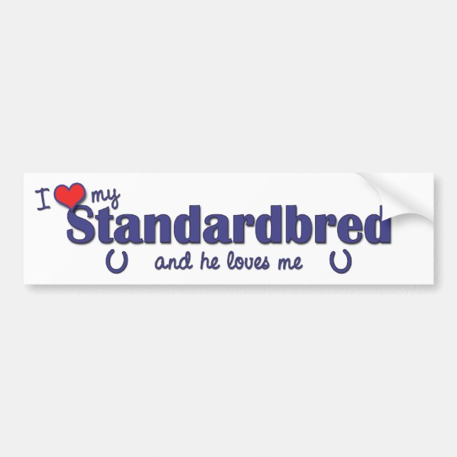 I Love My Standardbred (Male Horse) Bumper Sticker (Front)