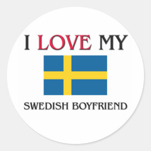 I Love My Swedish Boyfriend Classic Round Sticker