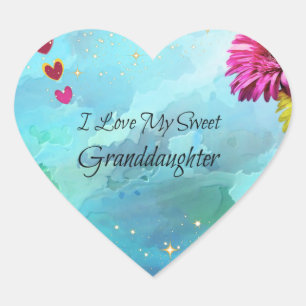 "I Love My Sweet Granddaughter" Heart Sticker