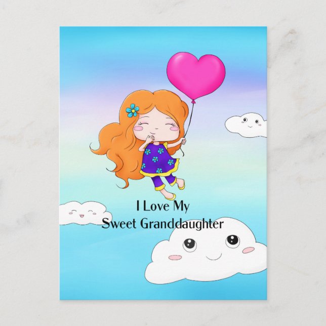 I Love My Sweet Granddaughter...hugs and kisses Holiday Postcard (Front)