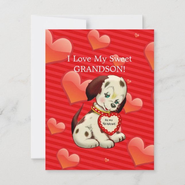 I love my sweet Grandson...Valentine wishes Holiday Card (Front)