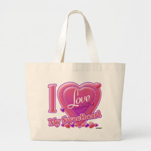I Love My Sweetheart pink/purple - heart Large Tote Bag