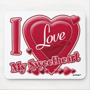 I Love My Sweetheart red - heart Mouse Mat