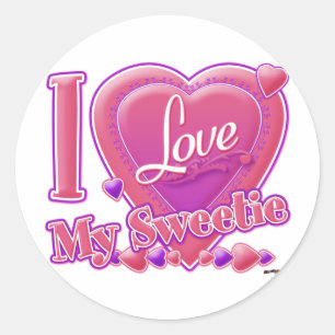 I Love My Sweetie pink/purple - heart Classic Round Sticker