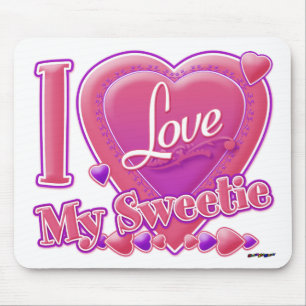 I Love My Sweetie pink/purple - heart Mouse Mat
