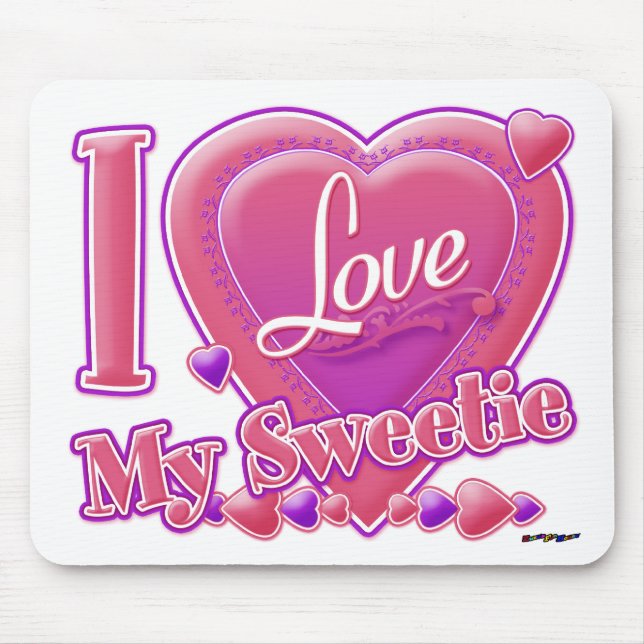 I Love My Sweetie pink/purple - heart Mouse Mat (Front)
