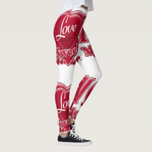 I Love My Sweetie Red Hearts Leggings