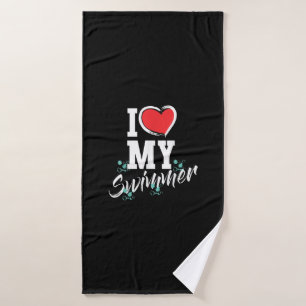 I Love My Swimmer Swim Team Mor Mama Gift Bath Towel