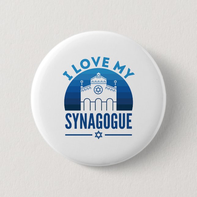 I Love My Synagogue Jewish Rabbi Religion 6 Cm Round Badge (Front)