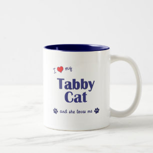 I Love My Tabby Cat (Female Cat) Two-Tone Coffee Mug