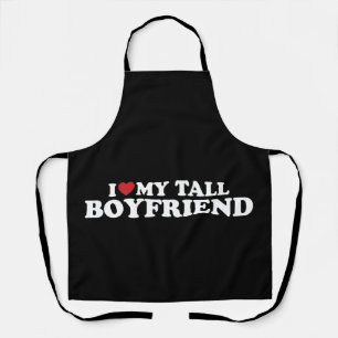 I Love My Tall Boyfriend Heart Groovy Retro Apron