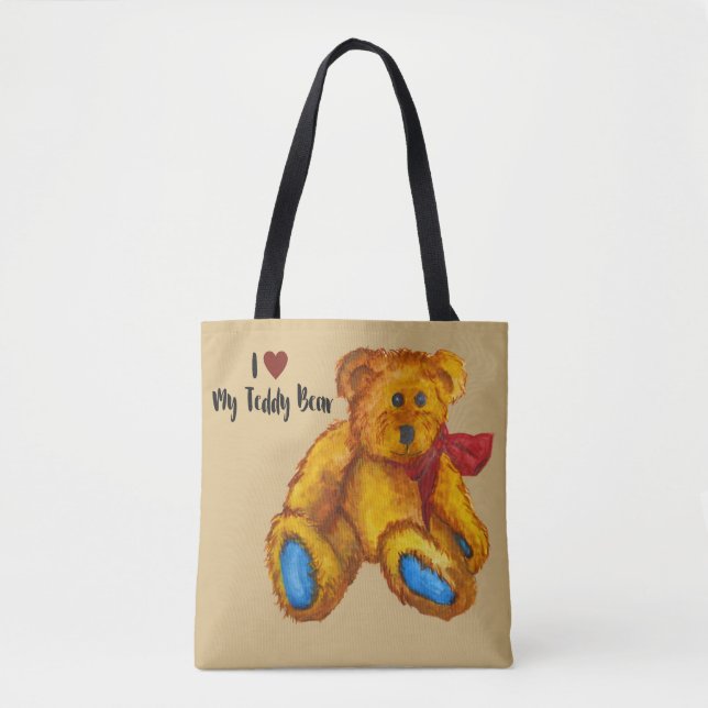 I Love My Teddy Bear Tote Bag (Front)