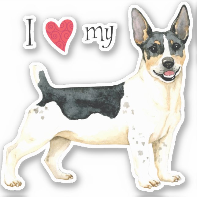 I Love my Teddy Roosevelt Terrier  Vinyl Sticker (Front)