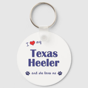 I Love My Texas Heeler (Female Dog) Key Ring