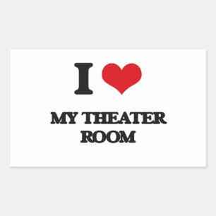 I Love My Theatre Room Rectangular Sticker