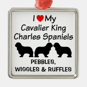 I Love My Three Cavalier King Charles Spaniel Dogs Metal Tree Decoration