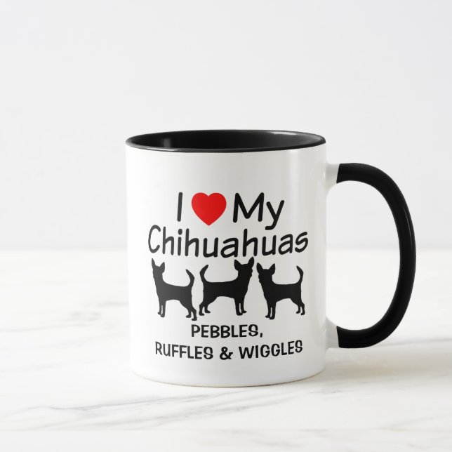 I Love My Three Chihuahua Dogs Mug (Right)