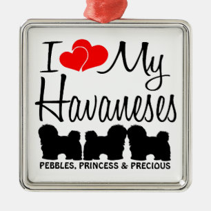 I Love My Three Havaneses Metal Tree Decoration