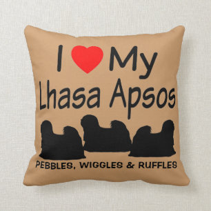 I Love My Three Lhasa Apso Dogs Pillow