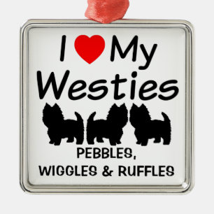 I Love My Three Westie Dogs Ornament