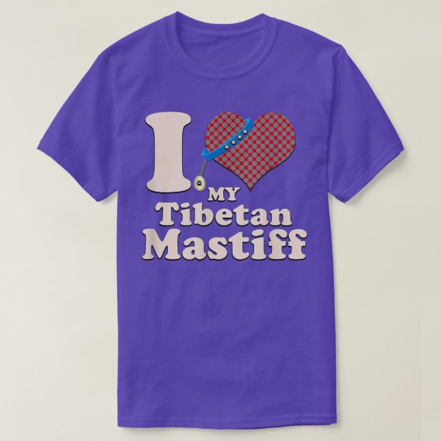 I Love My Tibetan Mastiff Heart Dog Owner  T-Shirt (Design Front)