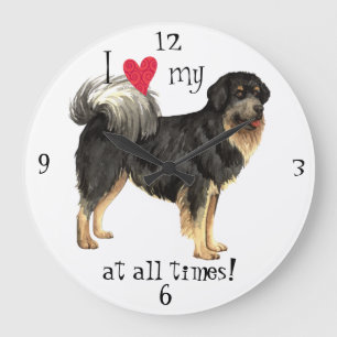 I Love my Tibetan Mastiff Large Clock