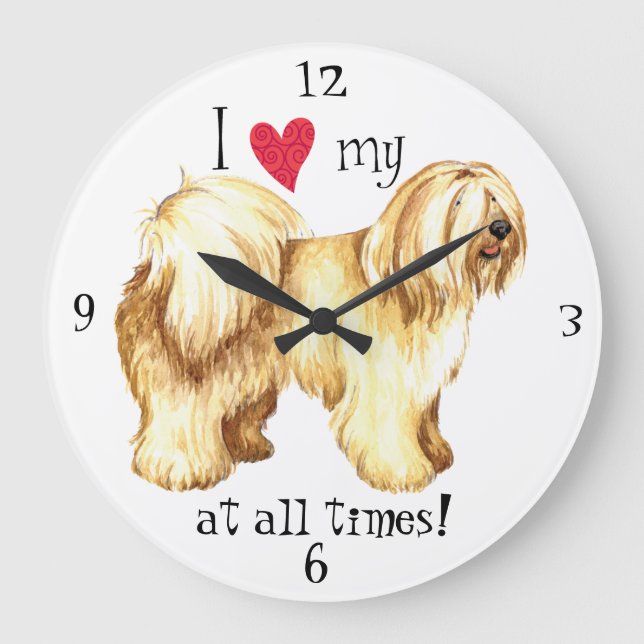 I Love my Tibetan Terrier Large Clock (Front)