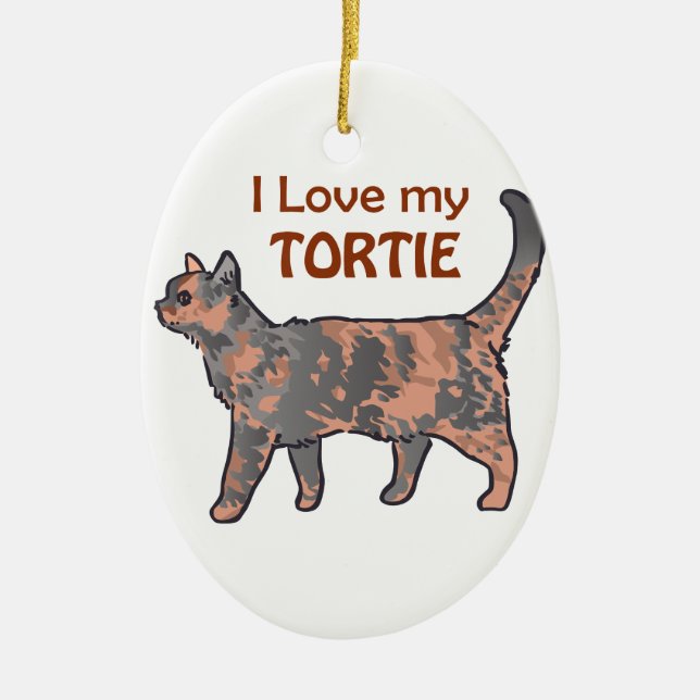 I Love My Tortie Ceramic Tree Decoration (Front)