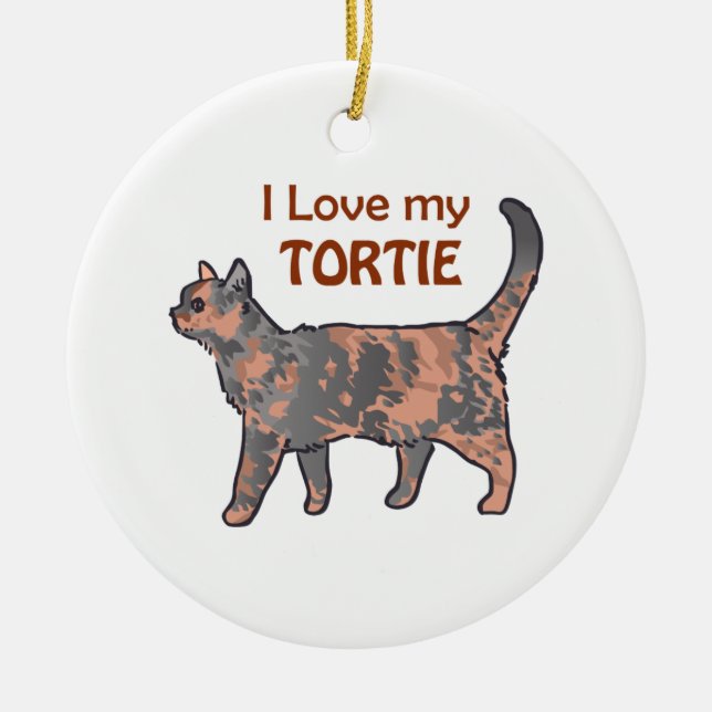 I Love My Tortie Ceramic Tree Decoration (Front)