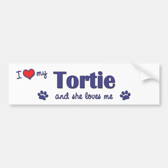 I Love My Tortie (Female Cat) Bumper Sticker (Front)