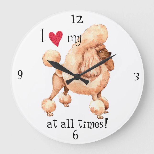 I Love my Toy Poodle Large Clock (Front)