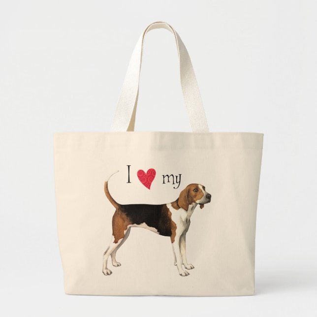 I Love my Treeing Walker Large Tote Bag (Front)