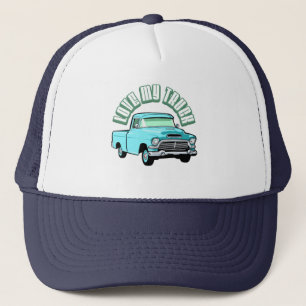 I love my truck - Old, classic blue pickup Trucker Hat