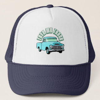 I love my truck - Old, classic blue pickup Trucker Hat