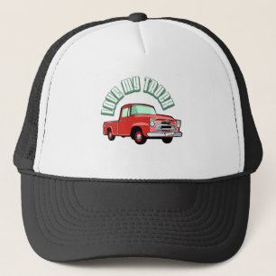 I love my truck - Old, classic red pickup Trucker Hat