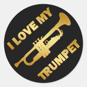 I LOVE MY TRUMPET CLASSIC ROUND STICKER