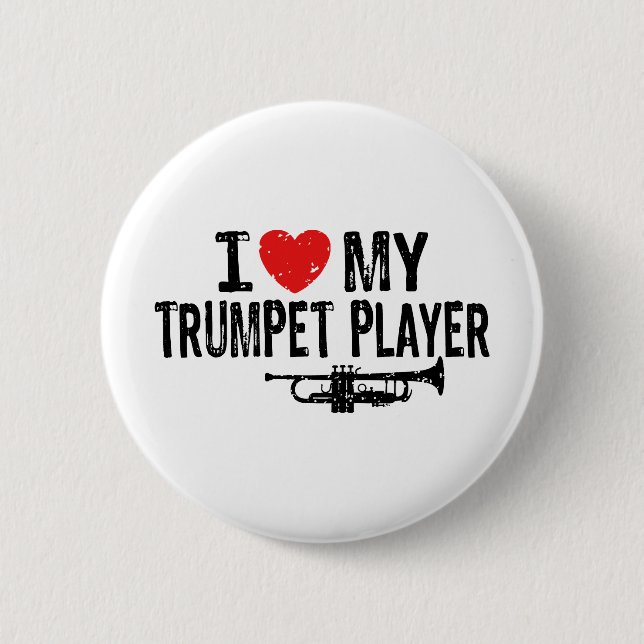 I Love My Trumpet Player 6 Cm Round Badge (Front)