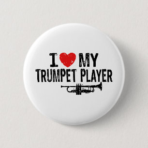 I Love My Trumpet Player 6 Cm Round Badge