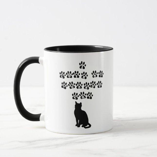 I Love My Tuxedo Cat--Black Text Mug (Left)