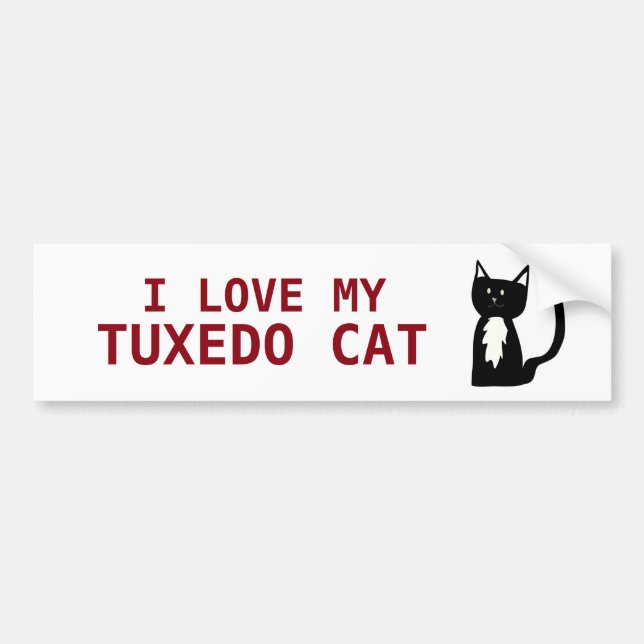 I Love My Tuxedo Cat Bumper Sticker (Front)