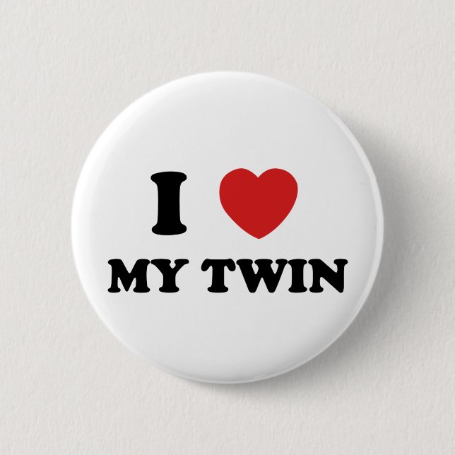 I Love My Twin 6 Cm Round Badge (Front)