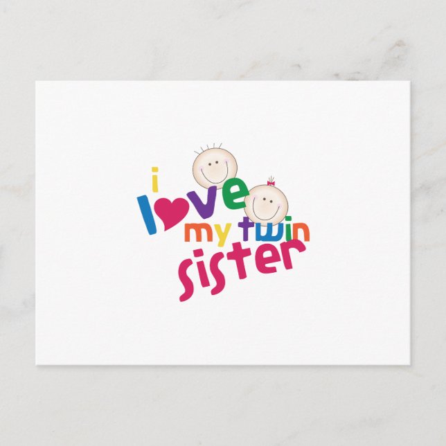 I Love My Twin Sister Postcard (Front)