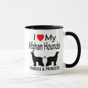 I Love My TWO Afghan Hound Dogs Mug