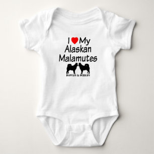 I Love My TWO Alaskan Malamute Dogs Baby Bodysuit