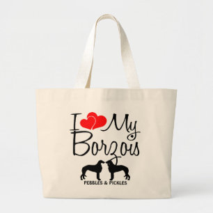 I Love My Two Borzois Bag