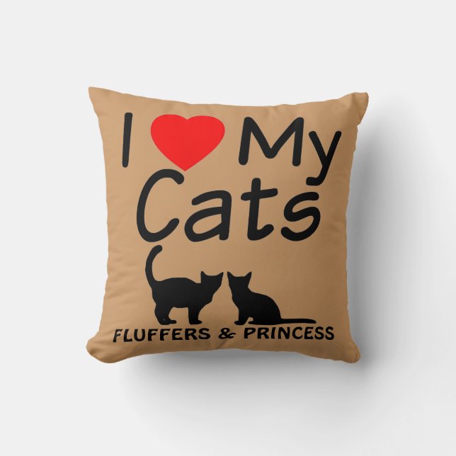 I Love My TWO Cats Cushion (Front)