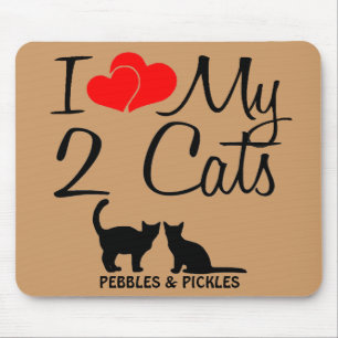 I Love My Two Cats Mouse Mat