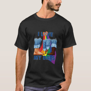 I Love My Two Dads Interracial Gay Pride LGBTQ Tra T-Shirt