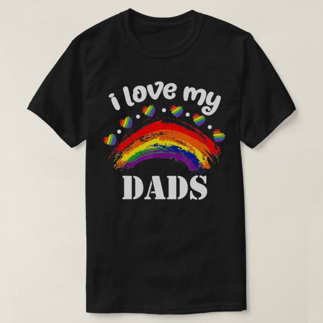I Love My Two Dads LGBT Flag Clothes Kids Baby Rai T-Shirt (Design Front)