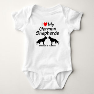 I Love My Two German Shepherd Dogs Baby Bodysuit